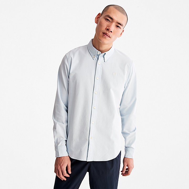 Pleasant River Long-sleeved Oxford Shirt for Men in Light Blue