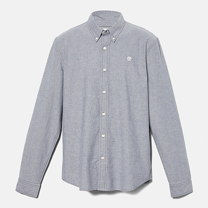 Pleasant River Long-sleeved Oxford Shirt for Men in Navy