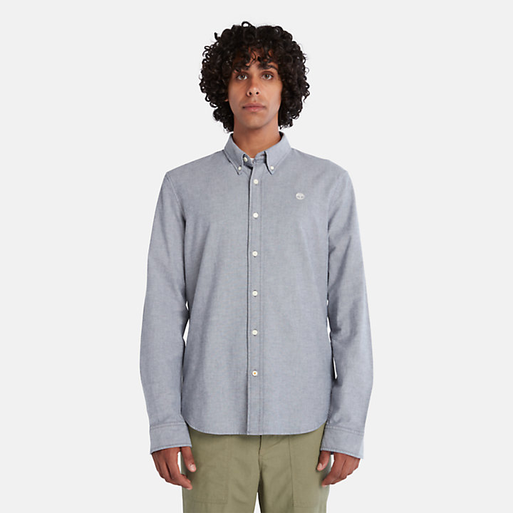 Pleasant River Long-sleeved Oxford Shirt for Men in Navy-