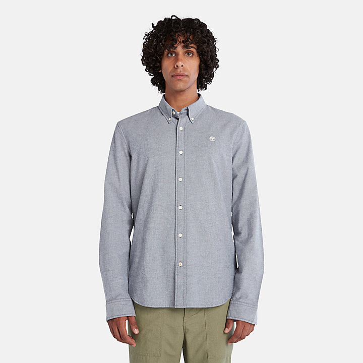 Pleasant River Long-sleeved Oxford Shirt for Men in Navy