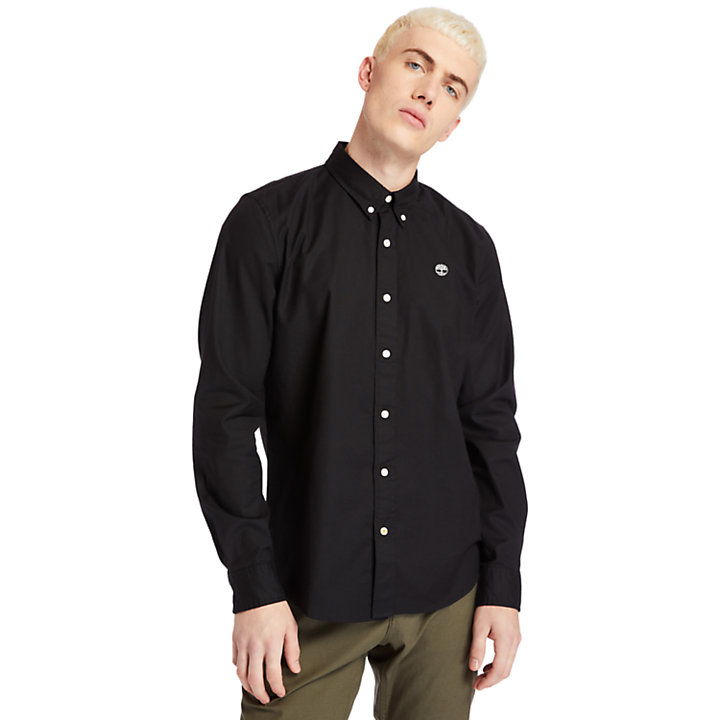 Pleasant River Slim Oxford Overhemd voor heren in zwart-