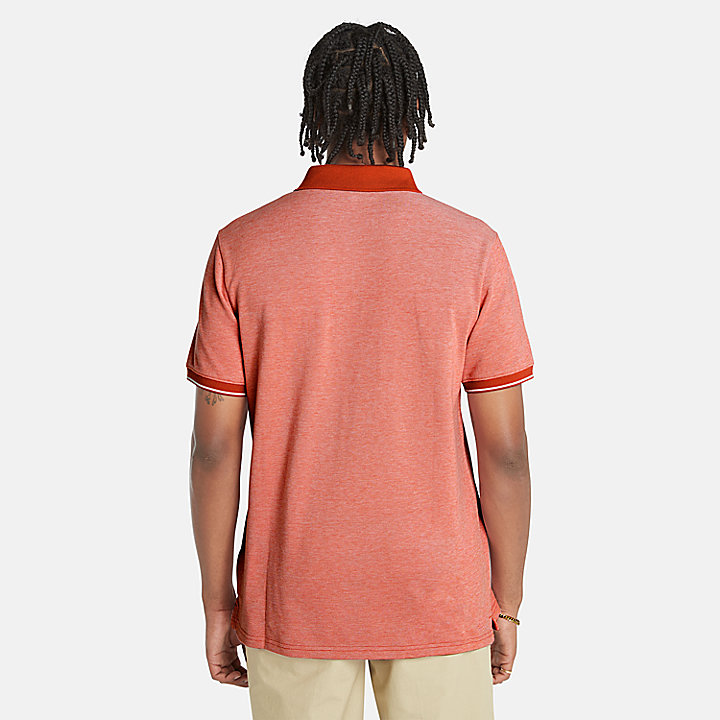 Oxford Pique Polo Shirt for Men in Light Orange
