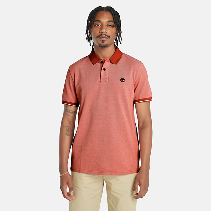 Oxford Pique Polo Shirt for Men in Light Orange-