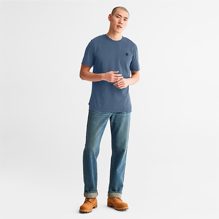 T-shirt da Uomo Garment-Dyed in blu-