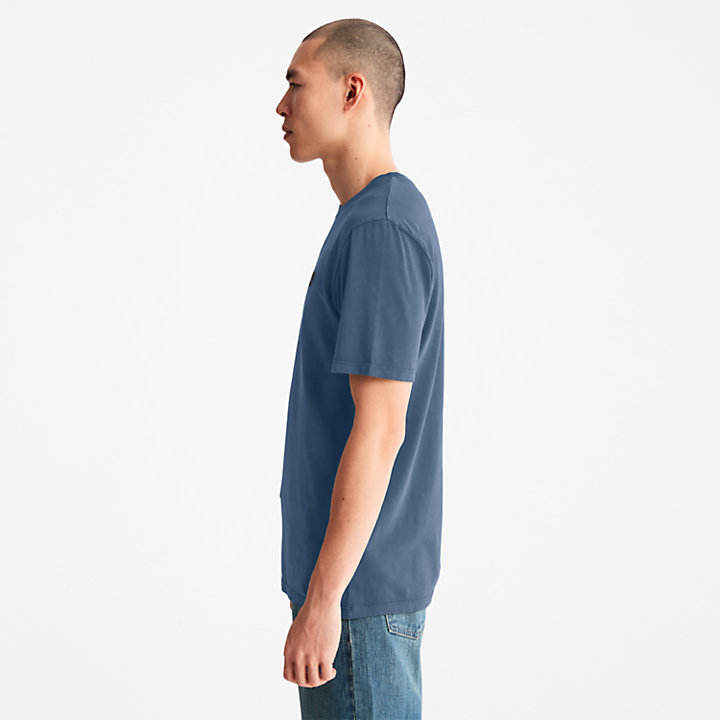 Garment-Dyed T-shirt voor heren in blauw-