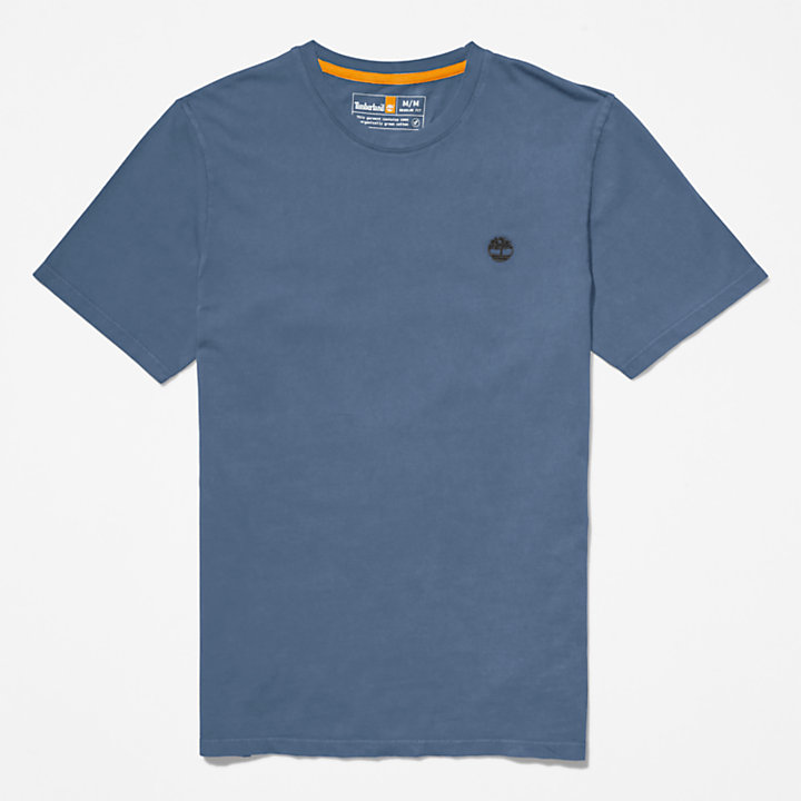 Garment-Dyed T-shirt voor heren in blauw-