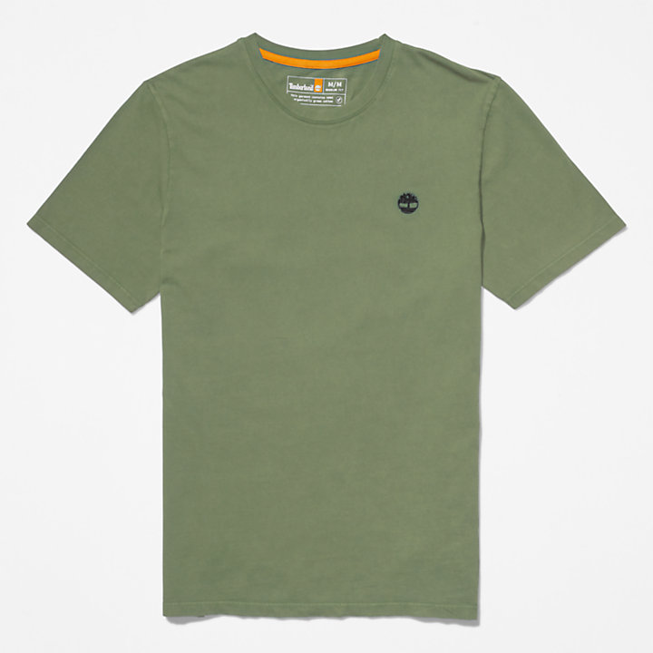 T-shirt teint en pièce pour homme en vert-