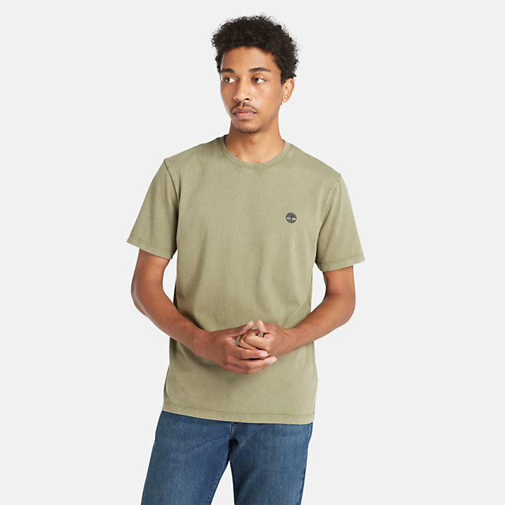 Garment-Dyed T-Shirt for Men in Green-