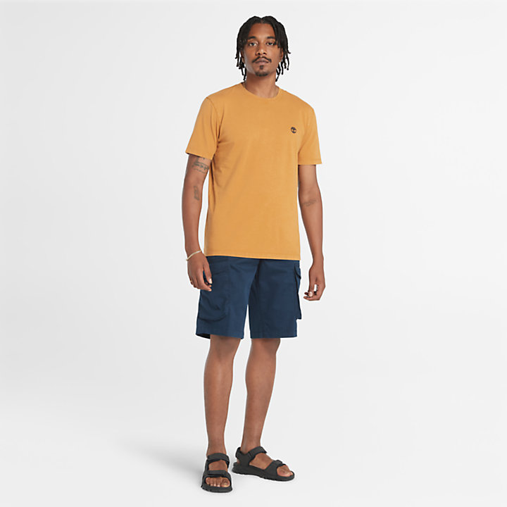 Camiseta teñida en prenda para hombre en naranja-