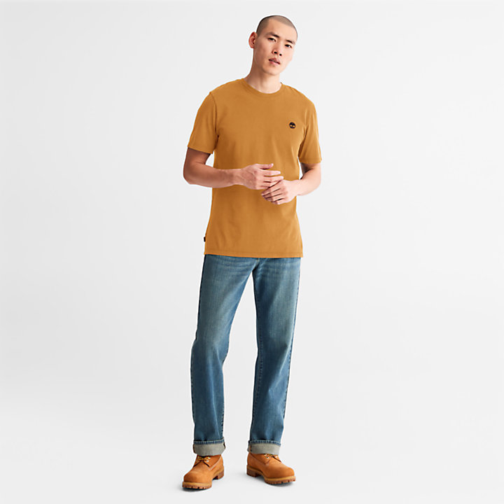 T-shirt teint en pièce pour homme en orange-