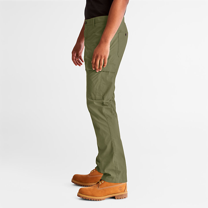 Poplin Cargo Trousers for Men in Green-