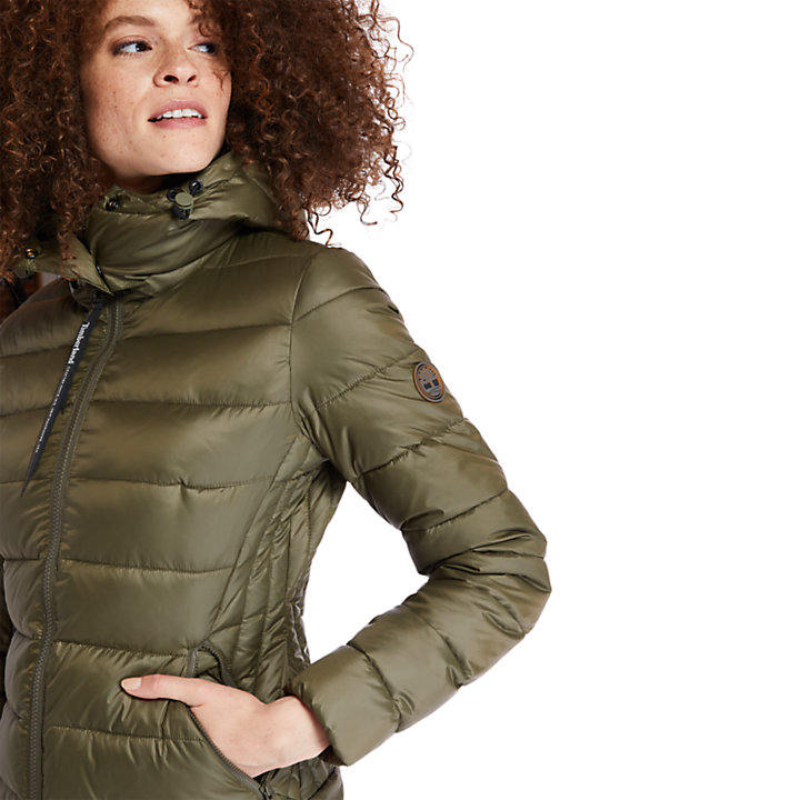 Geïsoleerde doorgestikte jas voor dames in groen-
