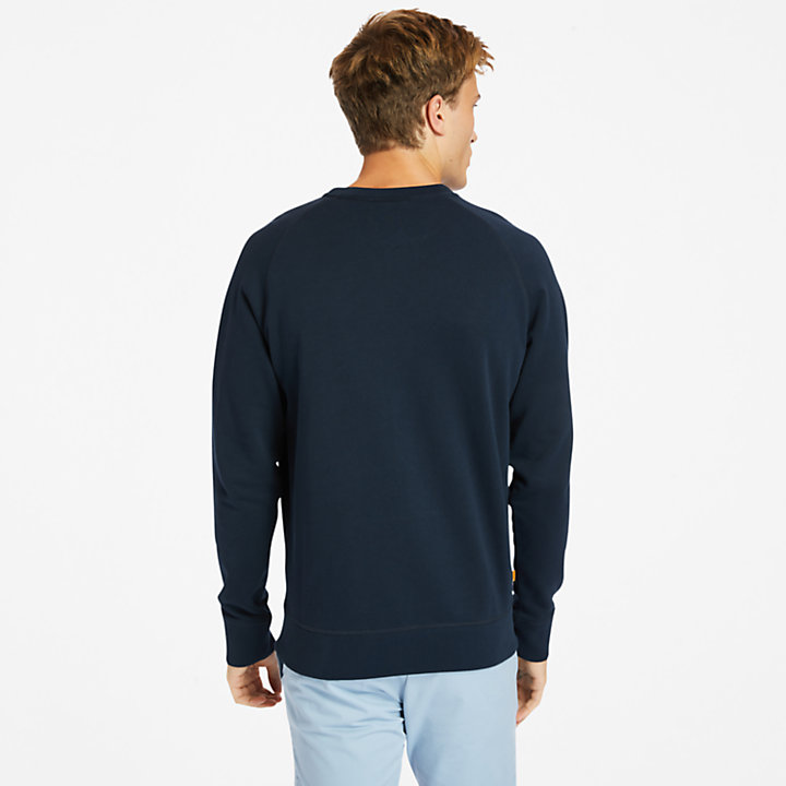 Sudadera de cuello redondo en tejido de rizo de algodón Exeter para hombre en azul marino-