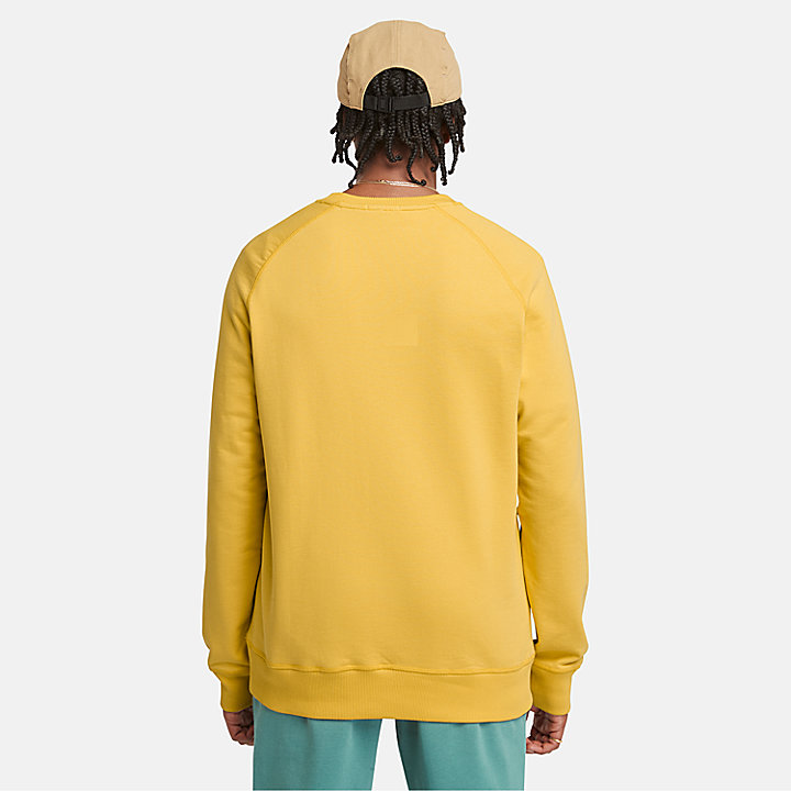 Sudadera de cuello redondo en tejido de rizo de algodón Exeter para hombre en amarillo claro