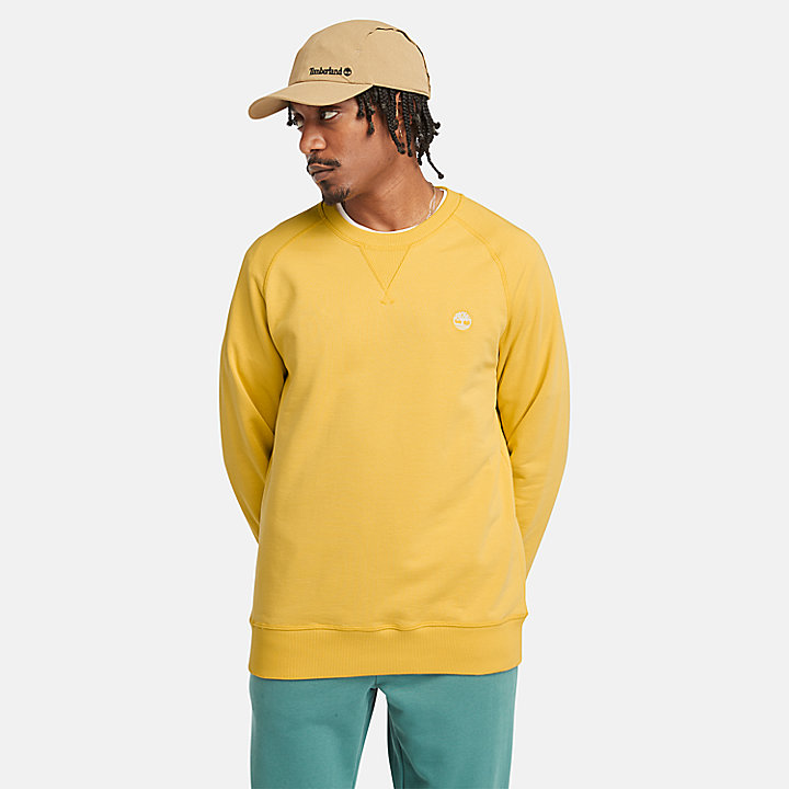 Sudadera de cuello redondo en tejido de rizo de algodón Exeter para hombre en amarillo claro