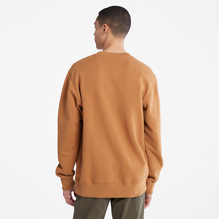 Sweat-shirt en coton biologique à motif bottine pour homme en marron-