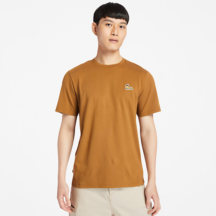 Organic Cotton Boot T-Shirt for Men in Brown-