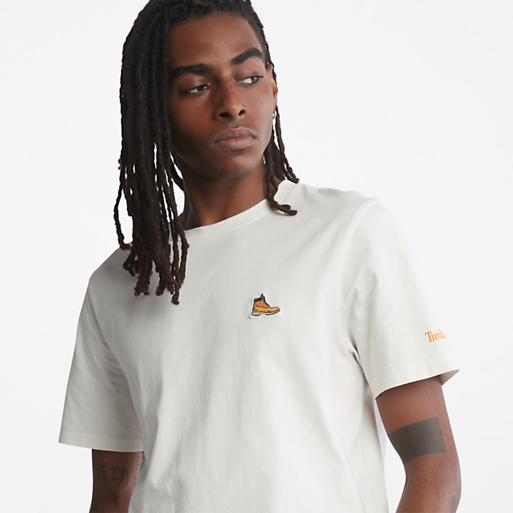 Boot-Logo T-Shirt for Men in White-