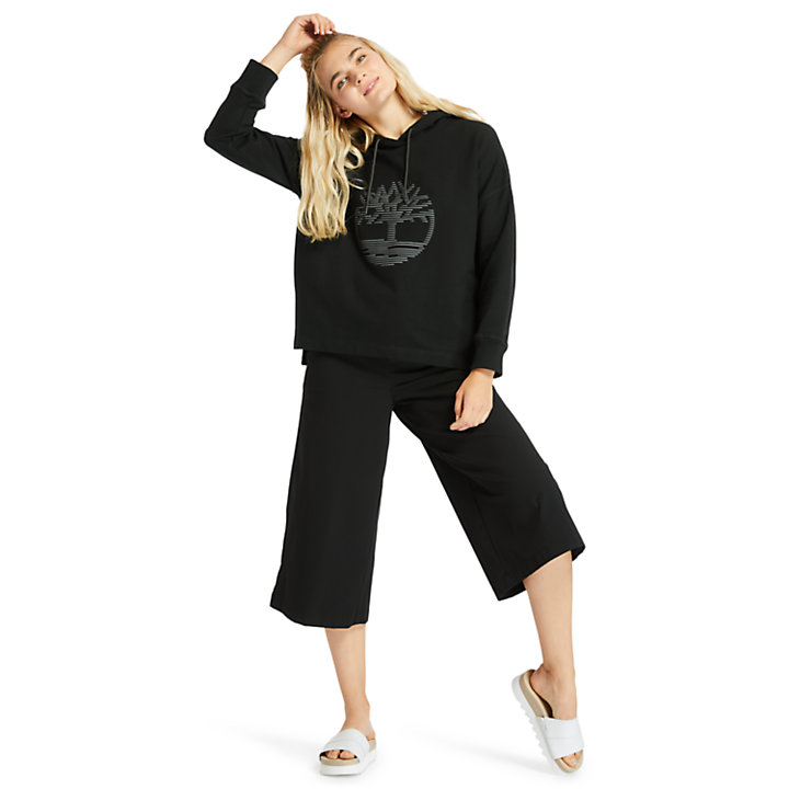 Kapuzenpullover mit reflektierendem Logo für Damen in Schwarz-