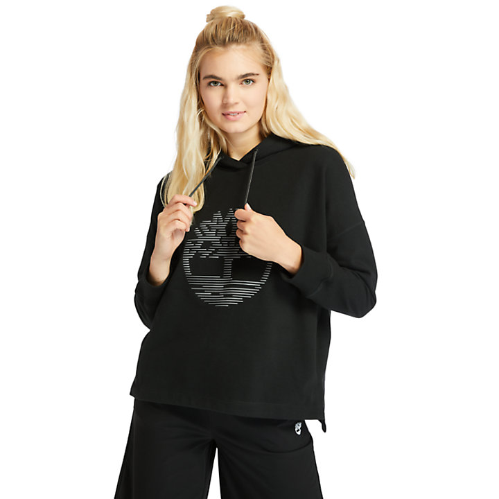 Kapuzenpullover mit reflektierendem Logo für Damen in Schwarz-