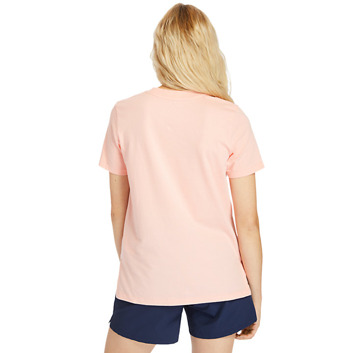 Camiseta con logotipo punteado para mujer en rosa-