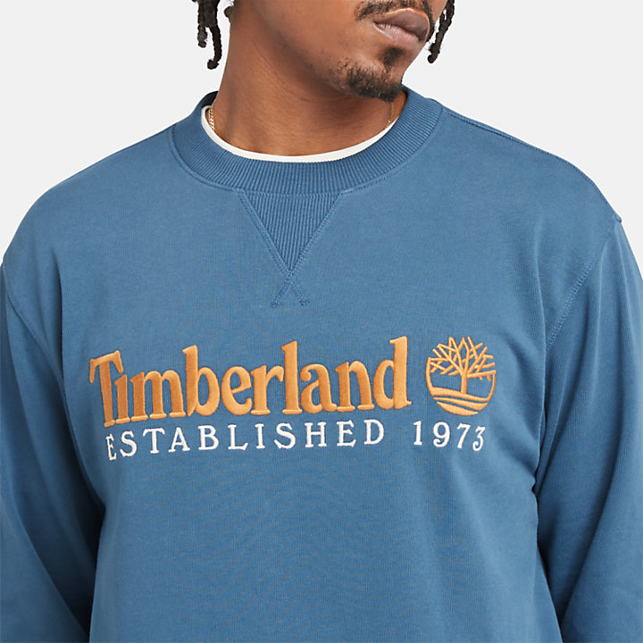 Est. 1973 Logo Crewneck Sweatshirt for Men in Blue-