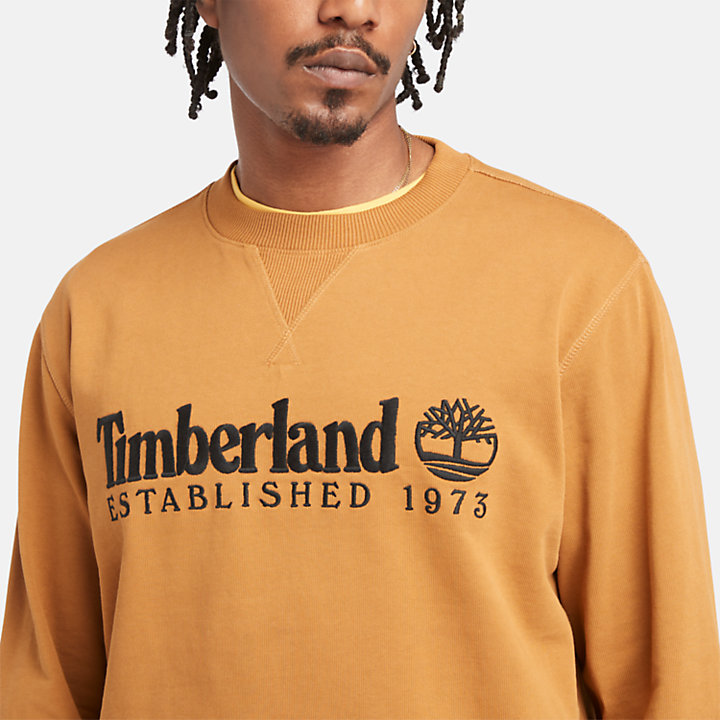 Est. 1973 Logo Crewneck Sweatshirt for Men in Yellow-