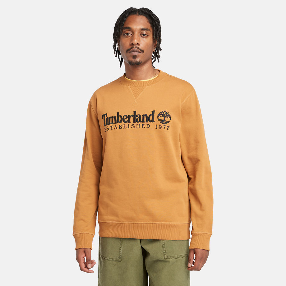 Timberland Est. 1973 Logo Crewneck Sweatshirt For Men In Yellow Yellow, Size XL