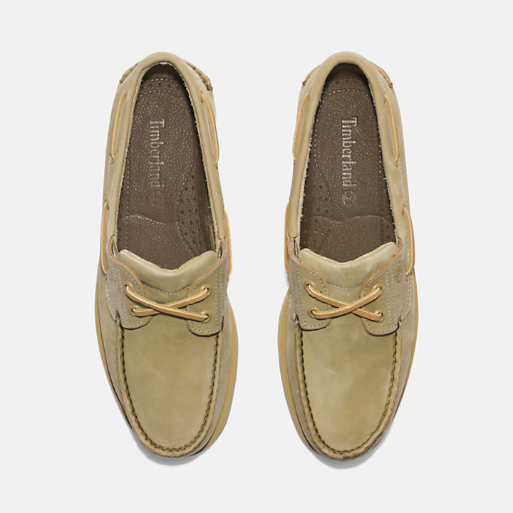 Classic Leather Boat Shoe for Men in Light Beige-