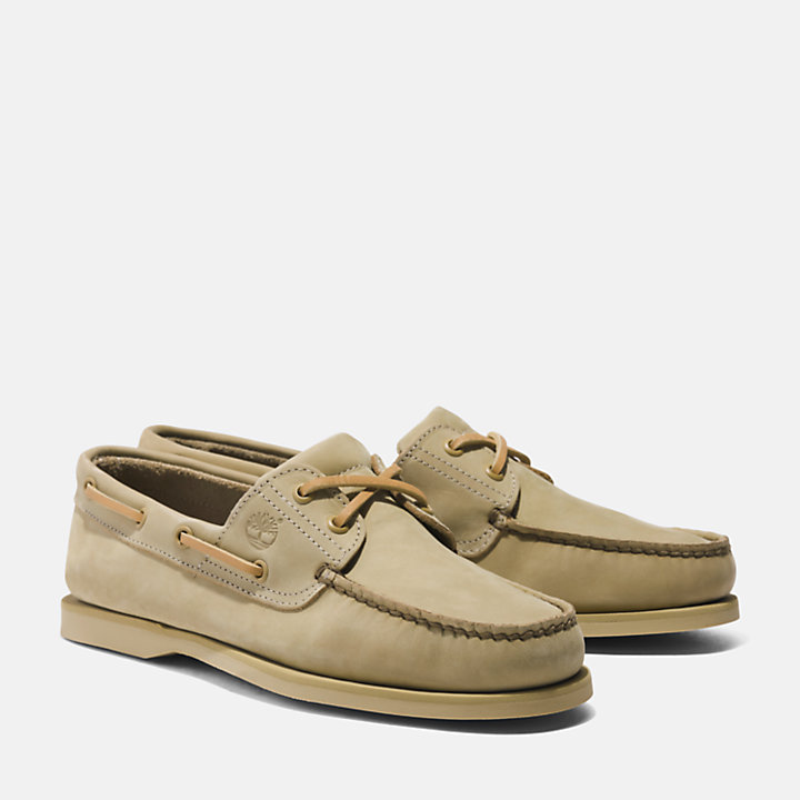 Classic Leather Boat Shoe for Men in Light Beige-