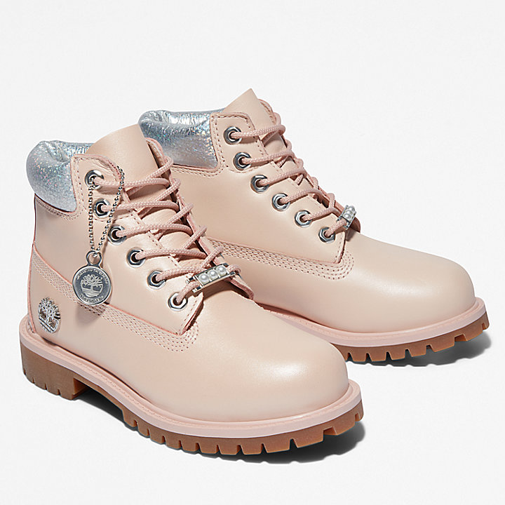 Timberland® Premium 6-Inch Waterproof Boots for Junior in Light Pink/Silver