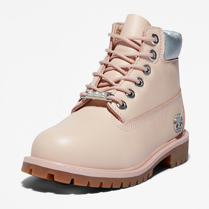 Timberland® Premium 6-Inch Waterproof Boots for Junior in Light Pink/Silver-