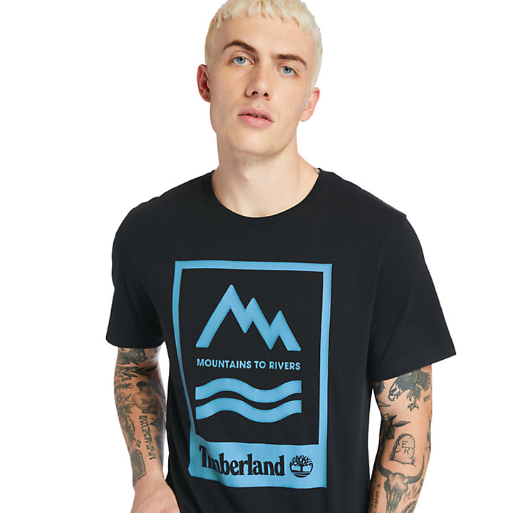 T-shirt da Uomo Mountain-to-River in colore nero-