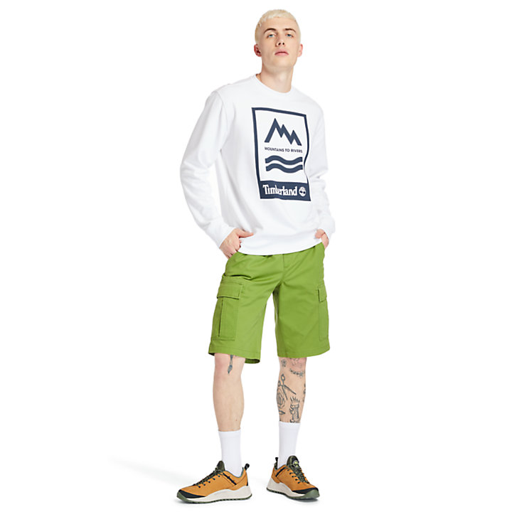 Mountain-to-River Graphic Sweatshirt for Men in White-