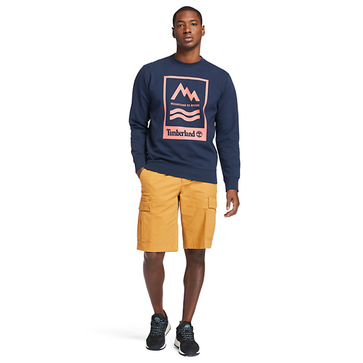 Mountain-to-River Sweatshirt für Herren mit Grafik in Navyblau-
