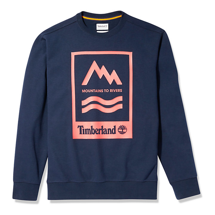 Mountain-to-River Graphic Sweatshirt for Men in Navy-