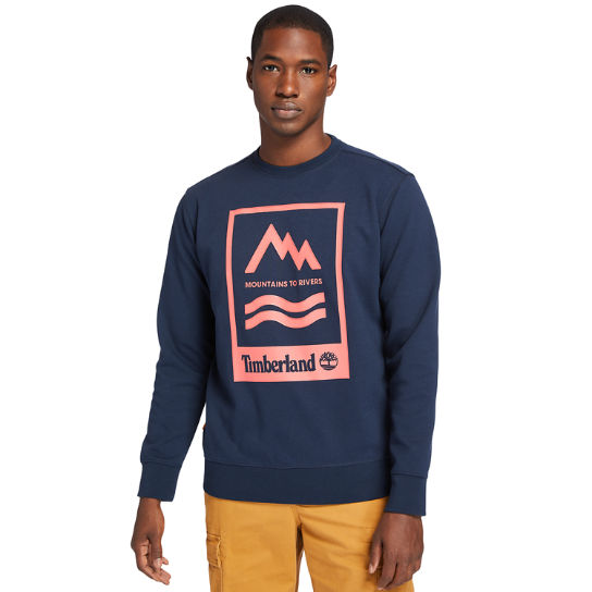 Mountain-to-River Graphic Sweatshirt for Men in Navy | Timberland