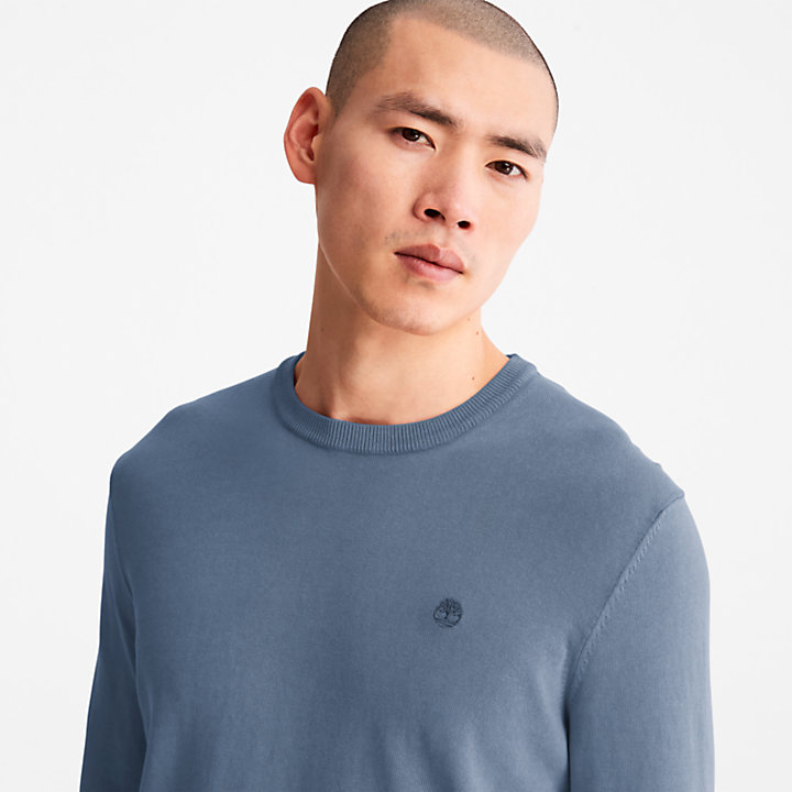 Sweat-shirt teint en pièce pour homme en bleu marine-