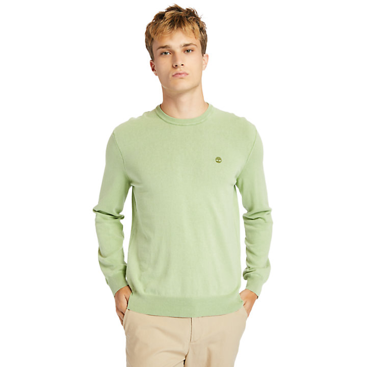 Sweat-shirt teint en pièce pour homme en vert-