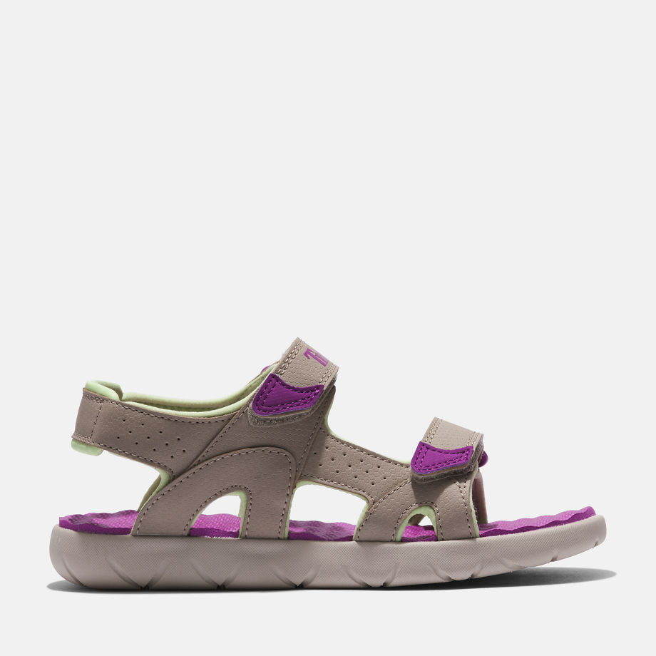 Timberland Perkins Row 2-strap Sandal For Junior In Beige/purple Beige Kids, Size 5.5