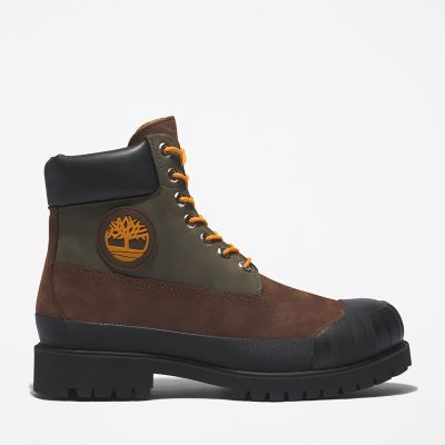 Timberland Premium 6 Inch Rubber-toe Boot For Men In Dark Brown Brown