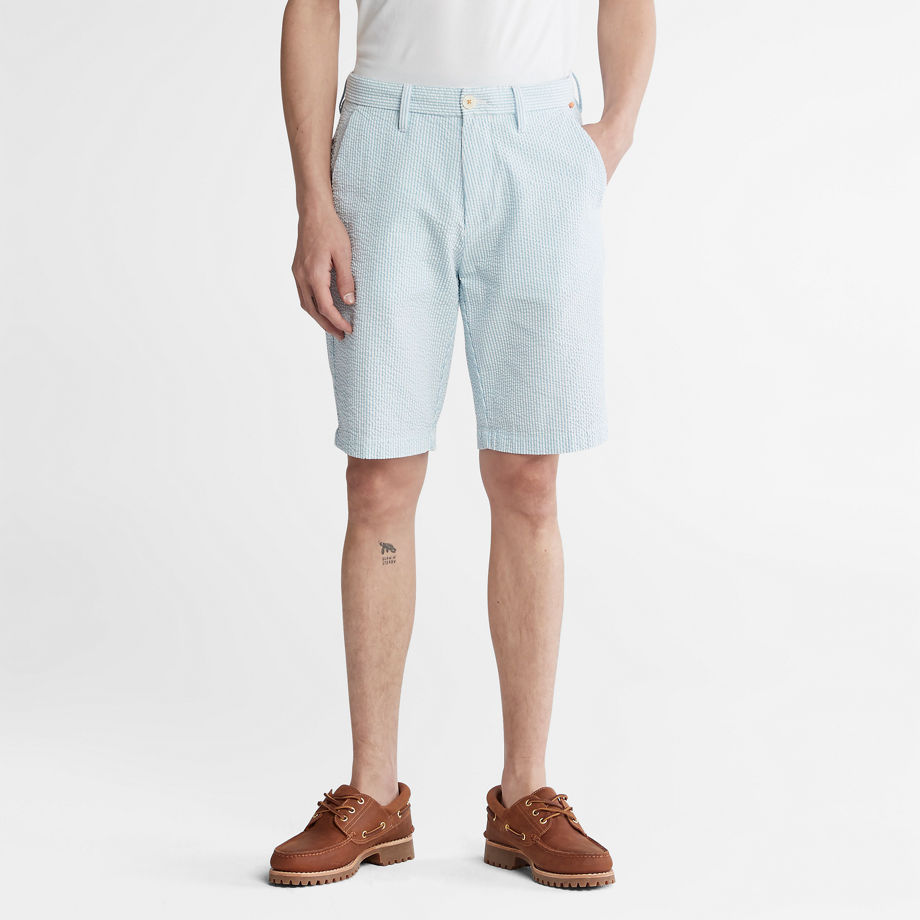 Timberland Seersucker Shorts For Men In Blue Light Blue, Size 38