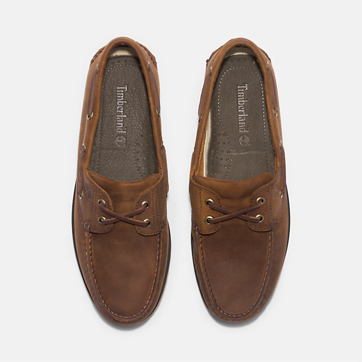 Chaussures bateau classique en cuir pour homme en marron moyen-