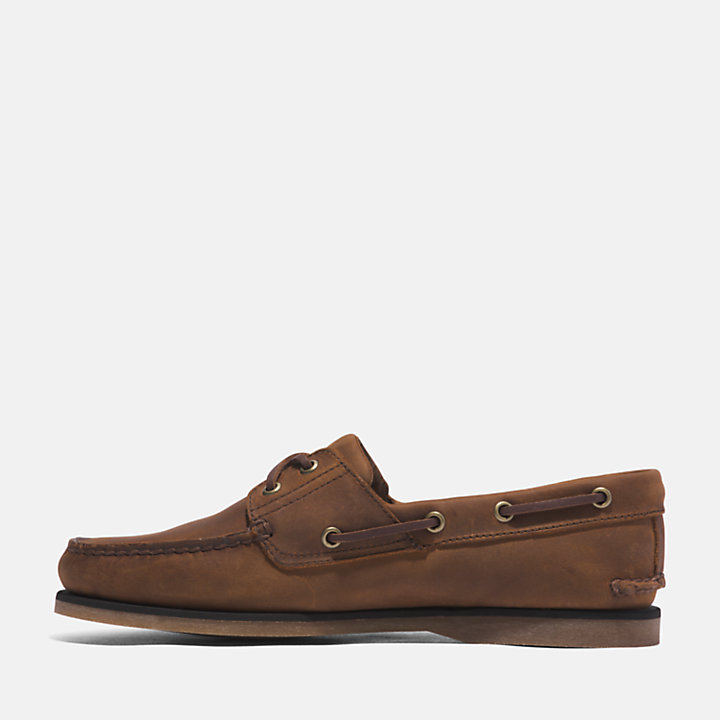 Classic Leather Boat Shoe for Men in Medium Brown-
