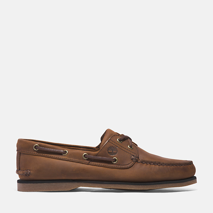 Classic Leather Boat Shoe for Men in Medium Brown-