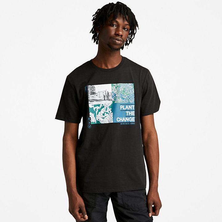 T-shirt à motif Nature Needs Heroes™ pour homme en noir-