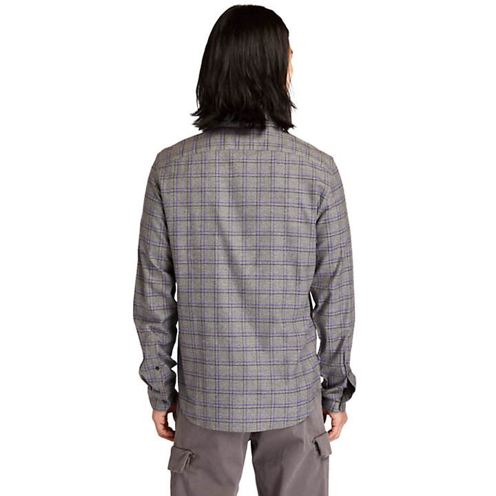 Chemise en flanelle à carreaux pour homme en gris-