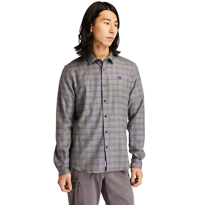 Chemise en flanelle à carreaux pour homme en gris-