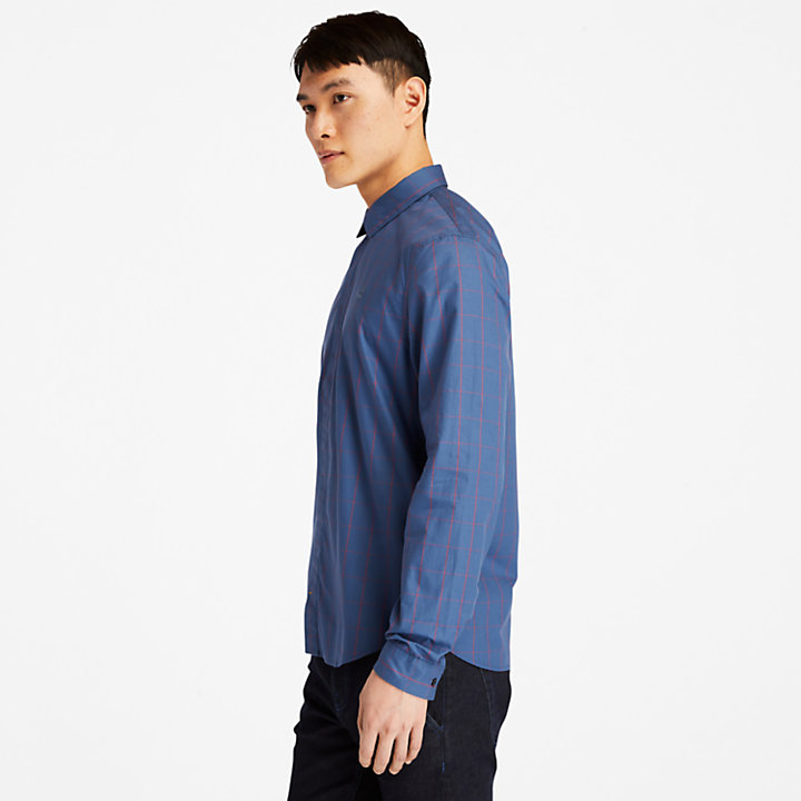 Chemise à carreaux en Tencel™ pour homme en bleu-