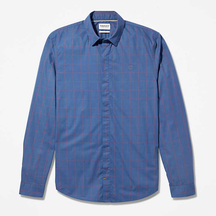 Chemise à carreaux en Tencel™ pour homme en bleu-